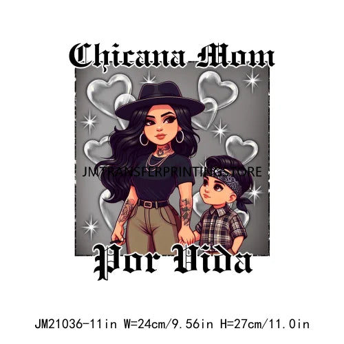 Mexican Chicana Mama Daughter Son Decals Proud Latina Mamacita Chingona Heat Transfer Stickers Ready To Press For T-shirts Bags