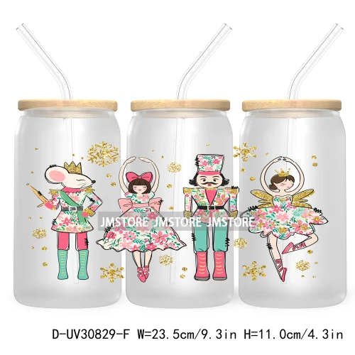 Merry Christmas Howdy Gingerbread 16OZ UV Cup Wrap DTF Transfer Stickers For Libbey Glass Can Cups Tumbler God Jesus Chris Xmas