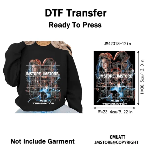 12in Retro Halftone Movie Halloween Spooky Popular Shows Iron on DTF Washable Transfers Stickers Ready to Press for Hoodies