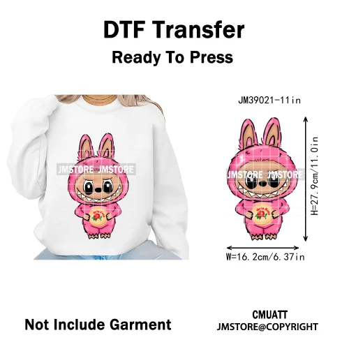 New Cartoon Doll Character With Mexican Food Iron on DTF Washable Heat Transfers Stickers Ready to Press for Textile Bags