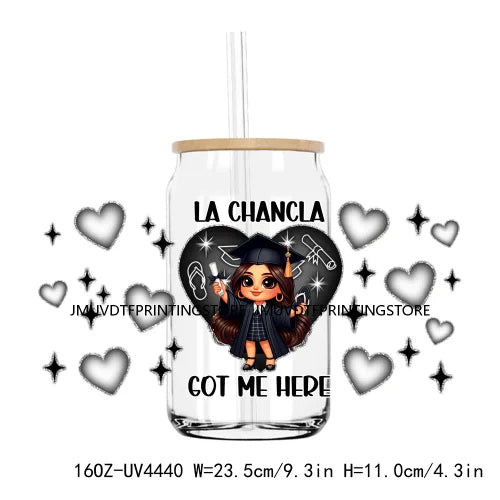 Cartoon Mexican Girl Boy Graduation 16OZ UV DTF Cup Wrap Transfer Stickers Custom Label DIY Waterproof Logo For Libbey Glass Can