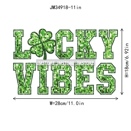 In My Lucky Era Faux Green Sequin Glitter St.Patrick's Lucky Charm Iron On DTF Transfers Stickers Ready To Press For Sweatshirts