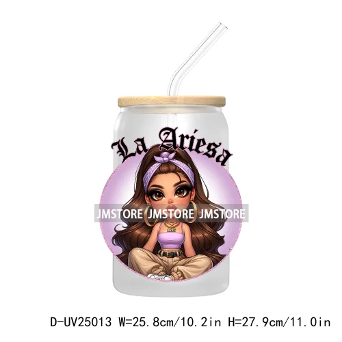 Chicana Chola Chibi Zodiac Girls UV DTF Transfer Stickers Decals For Libbey Cold Cups Mugs Durable Waterproof Custom Logo Labels