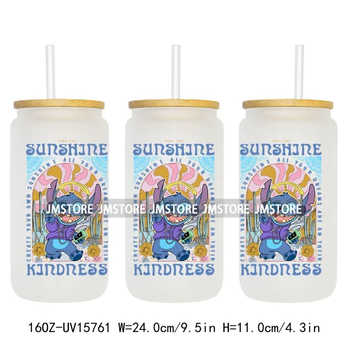 Retro Cartoon Western Summer Vibes UV DTF Cup Wraps Ready To Apply Waterproof Transfer Stickers For 16OZ Libbey Glass Can Mugs