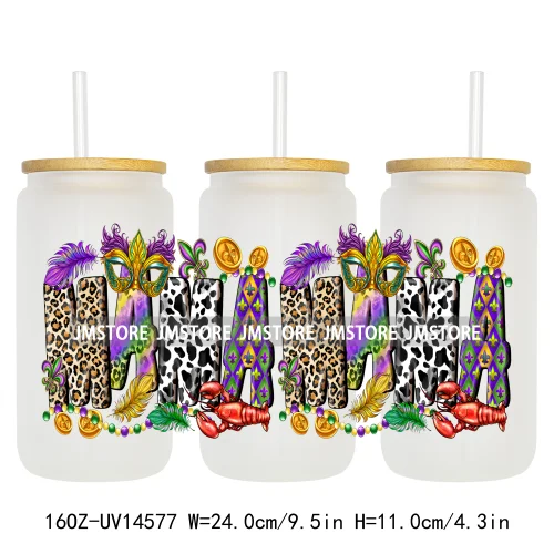 Howdy Western Mama Cowhide UV DTF Wraps Transfer Sticker Selfadhesive Waterproof High Quality For 16OZ Libbey Glass Can Tumbler