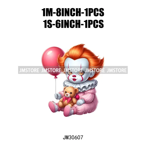Cartoon Spooky Vibes Halloween Killer Baby Character Iron On DTF Transfers Stickers Ready To Press For T-shirts