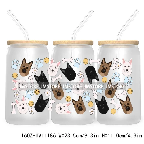 Cute Daisy Dog Paw Animal Lover UV DTF Cup Wrap For Libbey Glass Can Transfer Stickers Waterproof Custom Labels Coquette Bow Pet