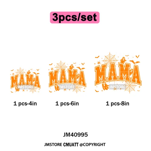 Leopard Checkered Spooky Mama Ghost Halloween Letters Preppy Halloween Iron on DTF Transfer Stickers Ready to Press for T-shirts