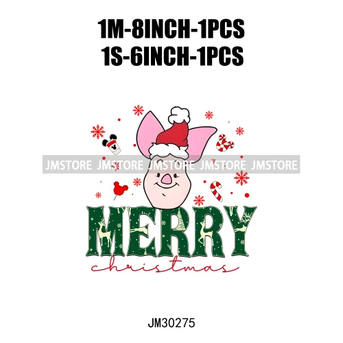Merry Christmas Cute Cartoon Animal Friends Winter White Festive Vibes Iron On DTF Transfers Stickers Ready To Press For Hoodies