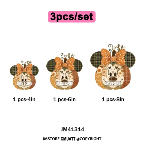 Preppy Floral Cartoon Friends Fall Patchwork Pumpkin Halloween Iron on Washable DTF Transfer Stickers Ready to Press for Clothes