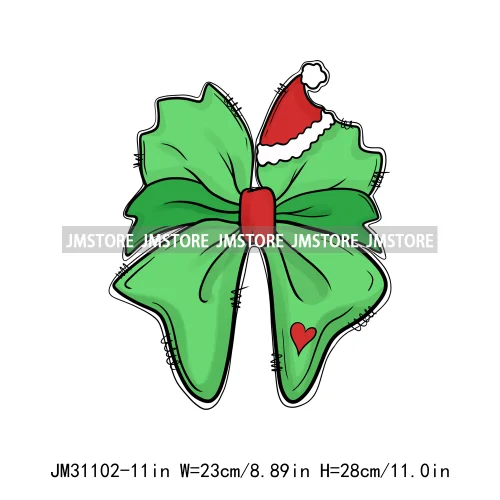 Colorful Coquette Bow Girly Christmas Holiday Spirit Holiday Gifts Iron On DTF Transfers Stickers Ready To Press For Clothing