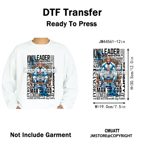 Bible Inspirational Quotes Black Prayer Men of God Religious Iron on Washable DTF Transfers Stickers Ready to Press for Textiles