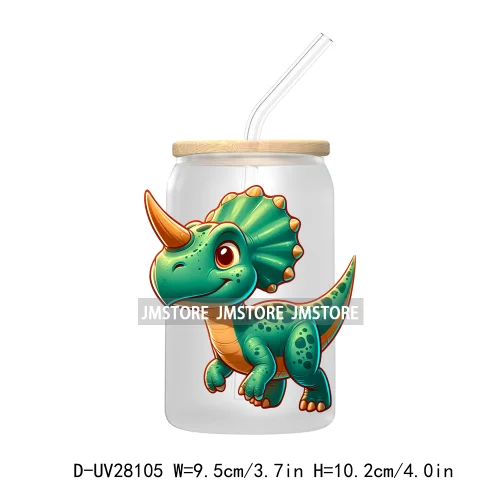 Cute Baby Dinosaur Kids Gift UV DTF Transfer Stickers Decals For Libbey Cold Cups Mugs Tumbler Waterproof Craft Cartoon Animals