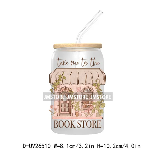 Take Me To The Bookstore UV DTF Transfers Stickers Decals For Libbey Cold Cups Mugs Tumbler Waterproof DIY Craft Positive Quotes