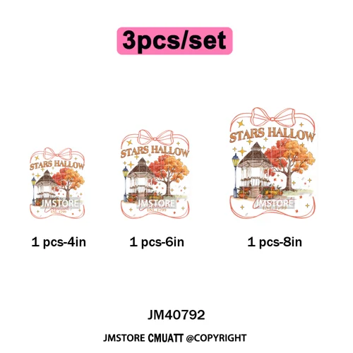 Autumn Festival Fall Season Stars Movie Girls Town Book Lover Iron on Washable DTF Transfers Stickers Ready to Press for Hoodies