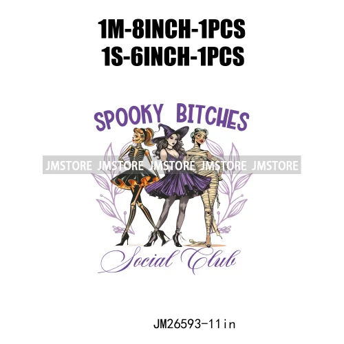 Spooky Halloween Mama Witch Social Club Coquette Bows Ghost Black Cat DTF Iron On Transfer Stickers Ready To Press For Clothing