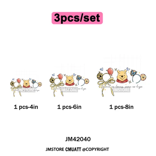 Retro Cartoon Magical Princess Girly Bow Mouse Ears Headbands Iron on DTF Washable Transfers Stickers Ready to Press for Hoodies