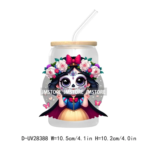 Mexican Little Princess UV DTF Transfer Stickers Decals For Libbey Cold Cups Mugs Tumbler Waterproof Craft Day of the Dead Girls