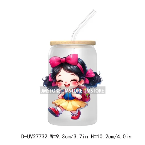 Cartoon Princess Back To School UV DTF Transfer Stickers Decals For Libbey Cold Cups Mugs Tumbler First Day Of School Students