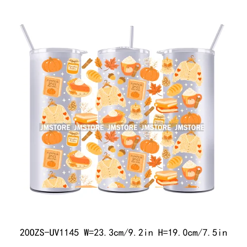 Cozy Season Fall Thanksgiving UV DTF Tumbler Wraps Durable Ready To Apply Transfer Stickers For 20OZ Straight Skinny Tumblers