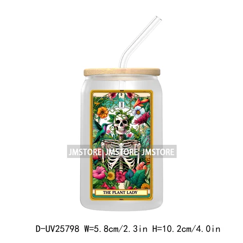 Sarcastic Sweary Skeleton Skull UV DTF Transfer Stickers Decals For Libbey Cold Cups Mugs Tumbler Custom Labels Funny Tarot Card