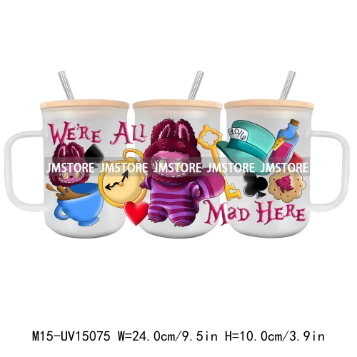 Cartoon Mirror Coquette 15OZ Glass Mug UV DTF Cup Wrap Ready To Apply Waterproof High Quality Custom Prints For Mugs Cup Tumbler