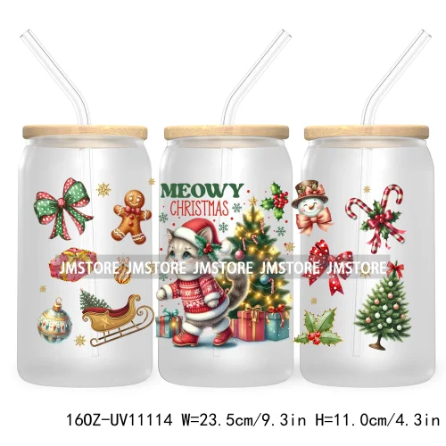 Just A Girl Who Loves Christmas UV DTF Cup Wrap For Libbey Glass Can Transfer Stickers Waterproof Custom Labels Tis The Season