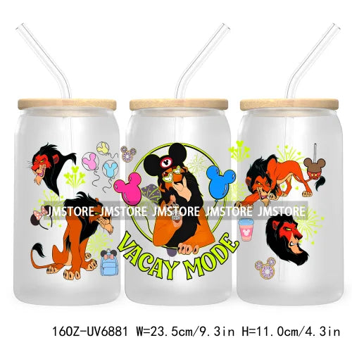 Cartoon Mouse Princess Friends 16OZ UV DTF Cup Wrap Transfers Stickers For Libbey Glass Can Cups Tumbler Waterproof Craft