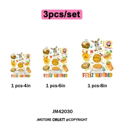 Tis The Season Pan Dulce Mexican Xmas Tuki Donkey Spanish Christmas Latin Iron on DTF Transfers Stickers Ready to Press for Text