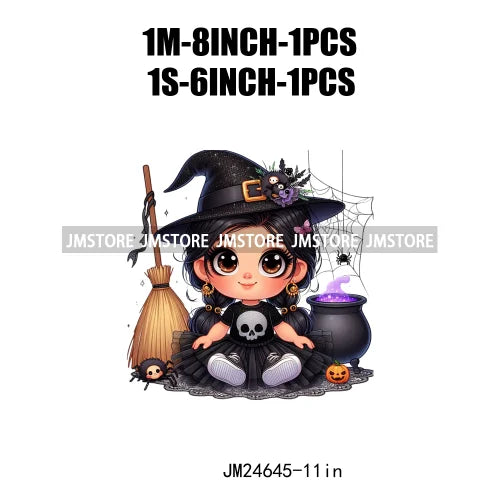 Custom Halloween Spooky Witch Latina Baby Girls Iron On Decals Hispanic Princess DTF Heat Press Transfers Stickers For Hoodies