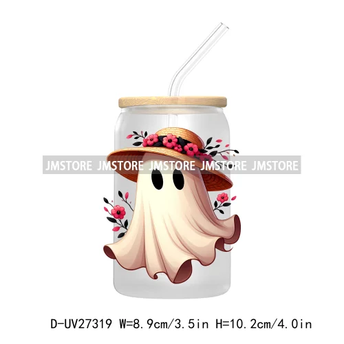 Spooky Ghost Halloween Autumn Pumpkin Season UV DTF Transfer Stickers Decals For Libbey Cold Cups Mugs Tumbler Black Cats Boo