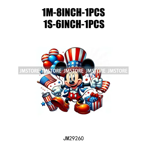 Washable Cartoon Animal 4th Of July Independence Day Freedom Iron On DTF Transfers Stickers Ready To Press For Clothing