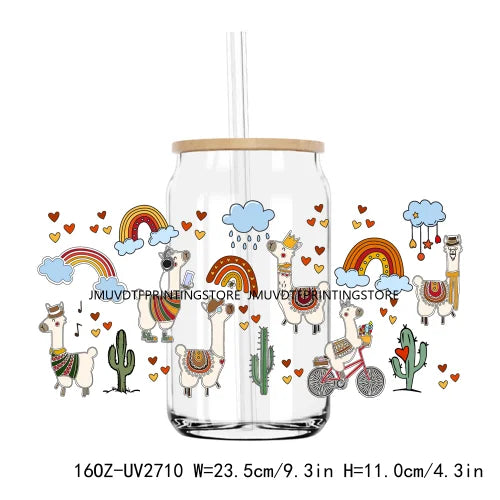 Lovely Sheep Farm Animals 16OZ UV DTF Cup Wrap Transfers Stickers Custom Labels DIY Waterproof Logo For Libbey Glass Can