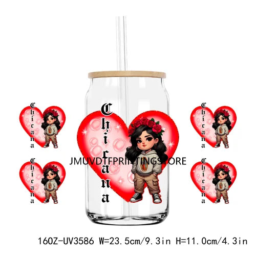 Mexican Valentines Day 16OZ UV DTF Cup Wrap Transfer Stickers Custom Label DIY Waterproof Logo For Libbey Glass Can Cute Couple