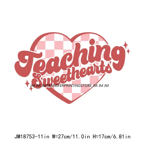 Retro Distressed Loved Teacher Mama Valentine Teaching Sweetheart DTF Heat Transfer Stickers Printing Ready To Press For Clothes