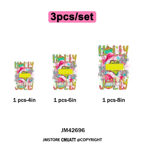 Cartoon Christmas Club Snow Winter Vibes Holly Jolly Santa Iron on DTF Washable Transfers Stickers Ready to Press for Clothing