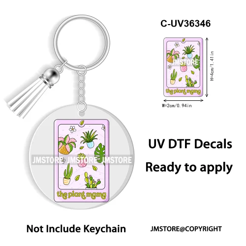 Trendy Bookish Inspirational Quotes UV DTF Decal Round Keychain Ready To Apply WaterProof Transfer Stickers For Circle Keychain
