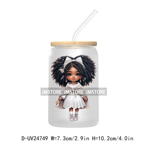 Cute Little Black Boy Girl UV DTF Transfer Stickers Decals For Libbey Cold Cups Mugs Tumbler Waterproof DIY Craft Cool Afro Kids