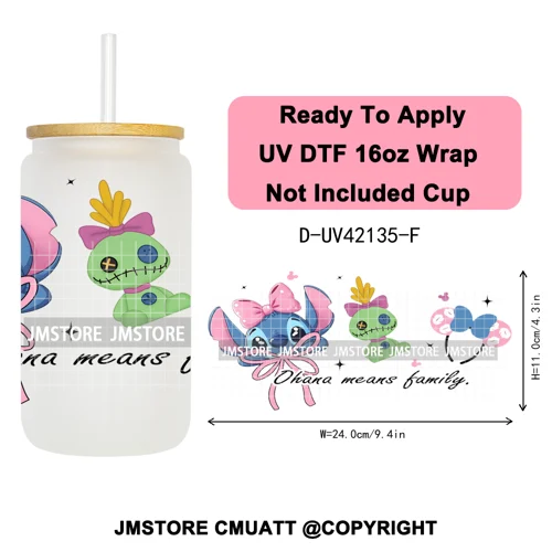 Coquette Bow Magical Cartoon Princess Halloween UV DTF Stickers Ready To Apply Cup Wrap High Quality For 16OZ Libbey Can Glass