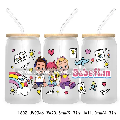 Cartoon Princess Floral Flowers 16OZ UV DTF Cup Wrap Transfer Stickers Custom Labels Waterproof For Libbey Glass Can Best Friend