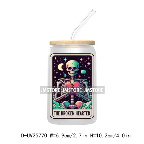 Sarcastic Sweary Skeleton Skull UV DTF Transfer Stickers Decals For Libbey Cold Cups Mugs Tumbler Custom Labels Funny Tarot Card