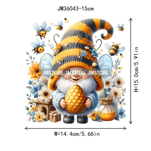 15cm 5.9in Kids Flower Dwarf Iron On Heat Transfer Sticker For Clothes DTF Printed Vinyl Thermal Applique Washable T-Shirt Decal