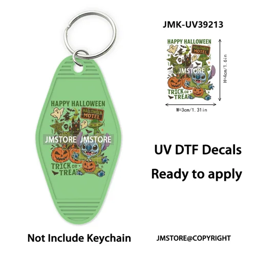 Horror Pumpkin Halloween Cartoon UV DTF Motel Keychain Decal Ready To Ship Durable Transfer Stickers Prints For Hotel Keychain
