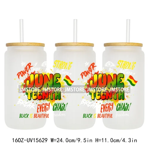 Juneteenth Vibes Sneaker And Heel Afro Woman 16OZ UV DTF Cup Wraps Ready To Apply Transfer Stickers For Libbey Glass Can Tumbler