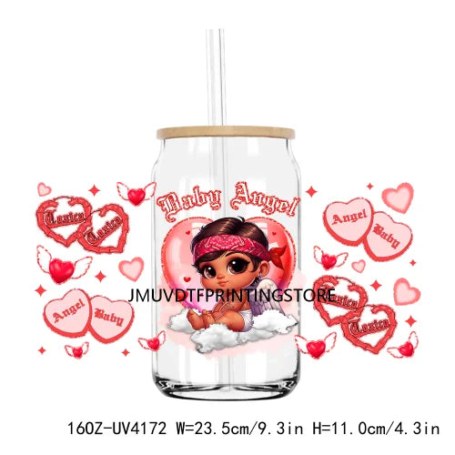 Spanish Mexican Valentines Day Couple UV DTF Sticker For 16OZ Libbey Glass Cup Can Wrap Transfer Sticker Custom Labels DIY Logo