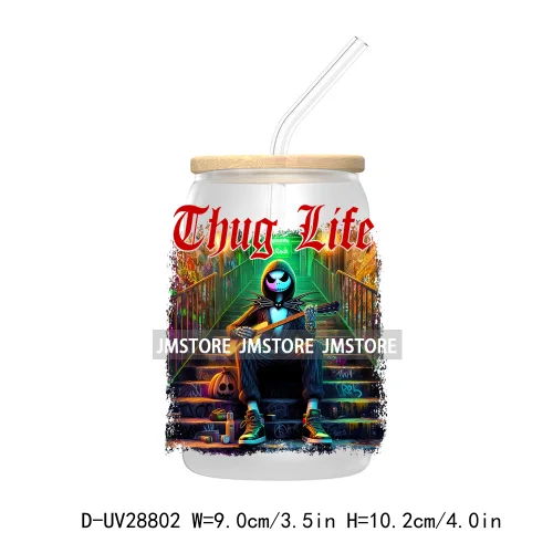 Thug Life Horror Movie Scary Halloween UV DTF Transfer Stickers Decals For Libbey Cold Cups Mugs Tumbler Coquette Bow Friends