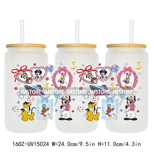 Magical Mirror Cartoon Coquette Bow 16OZ UV DTF Cup Wraps Ready To Apply Waterproof Transfer Stickers For Libbey Glass Can Mugs