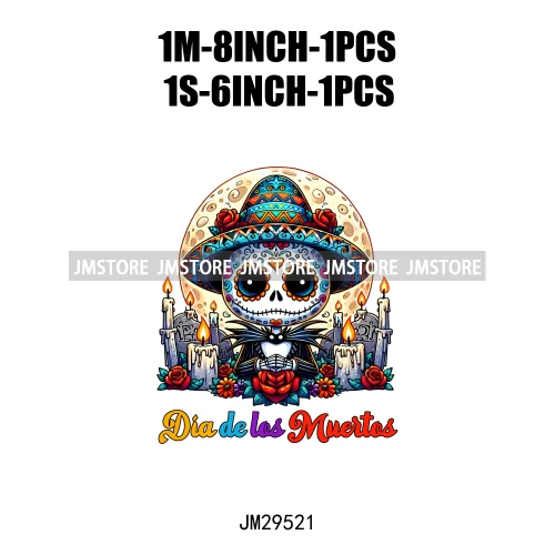 Dia De Los Muertos Mexicao Concha Ghost Cartoon Hispanic Halloween Iron On DTF Transfers Stickers Ready To Press For Clothing