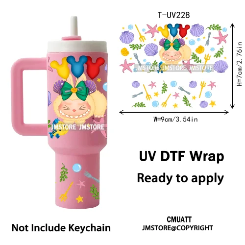 Coquette Bow Cartoon Monsters UV DTF Custom Prints Ready To Apply Transfer Stickers Waterproof Wraps For Mini Tumbler Keychain