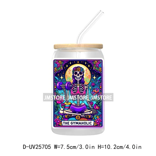 The Teacher Tarot Card UV DTF Transfer Stickers Decals For Libbey Cold Cups Mugs Tumbler Custom Logo Labels Funny Witchy Skull